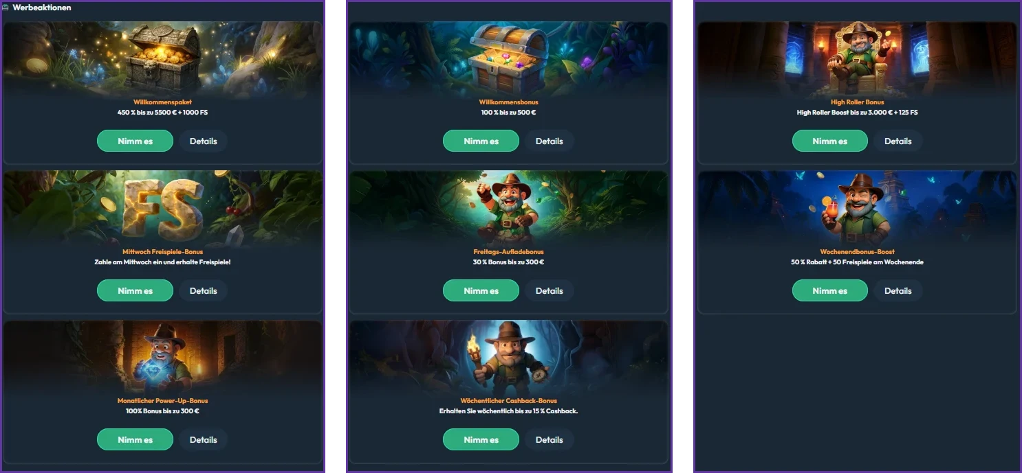 Aktuelle Bonusaktionen und Promotions im Slotorado Casino mit verschiedenen Angeboten für Spieler